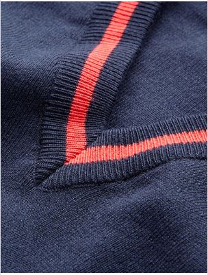 Navy Sleeveless Jumper with Red Stripe